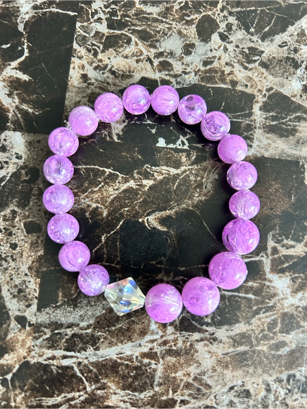 Handmade Purple Crystal Beaded Stretch Bracelet - Women Jewelry